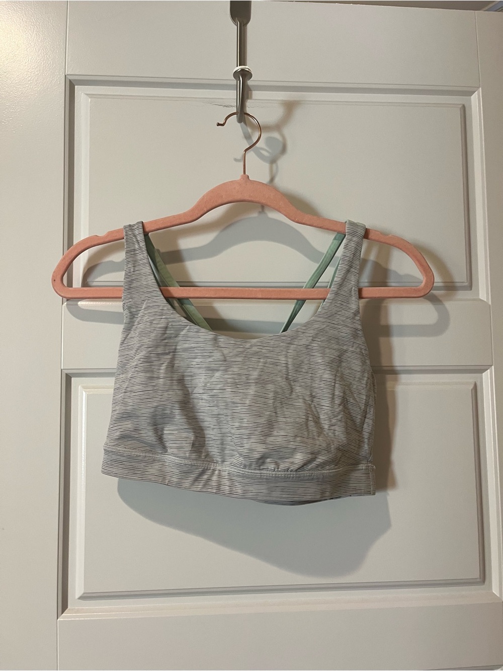 lululemon athletica Heathered Gray Sports Bra with Mint Straps